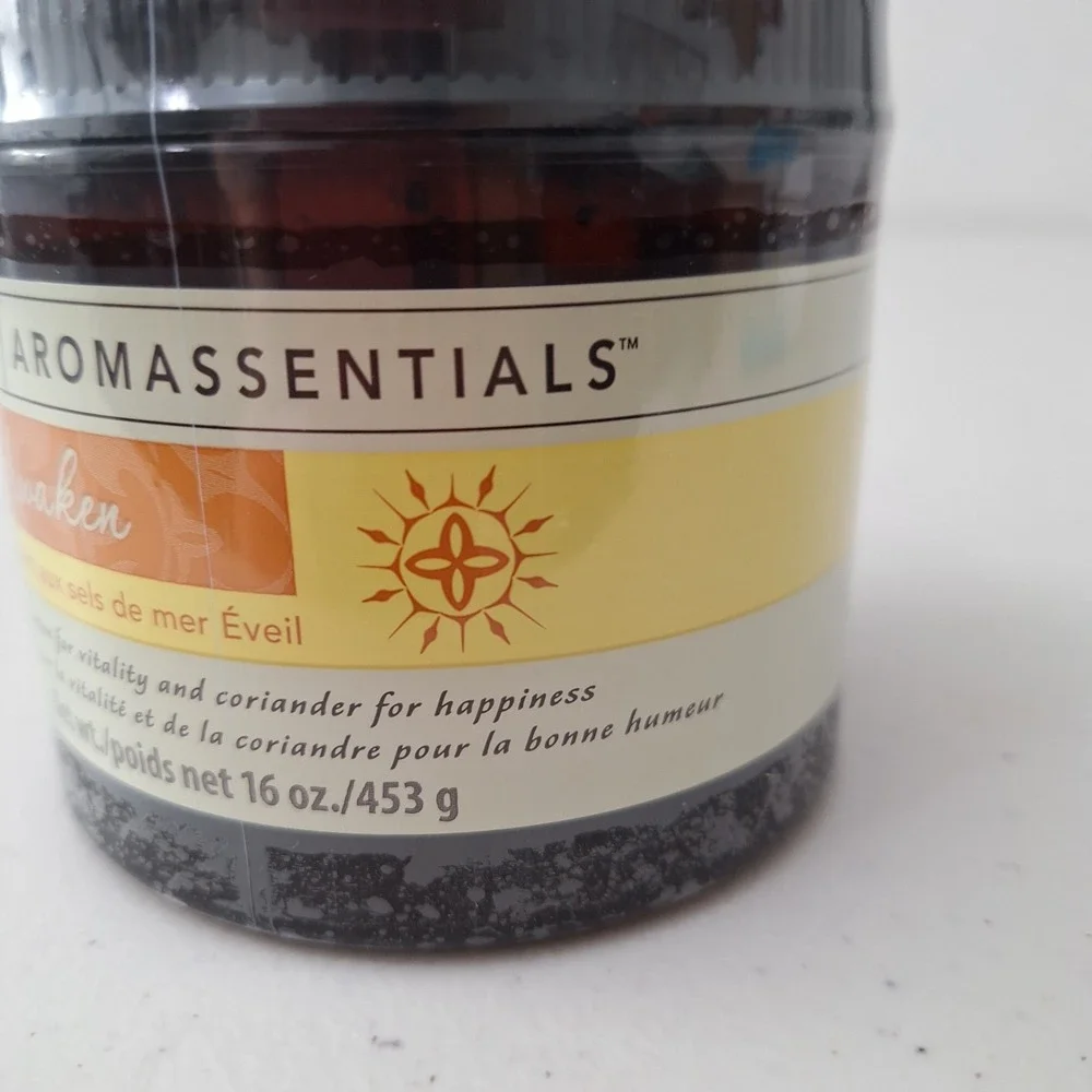 Arbonne Aromassentials Awaken Bath Salts, Sea Salt Scrub, 16 oz, New Sealed